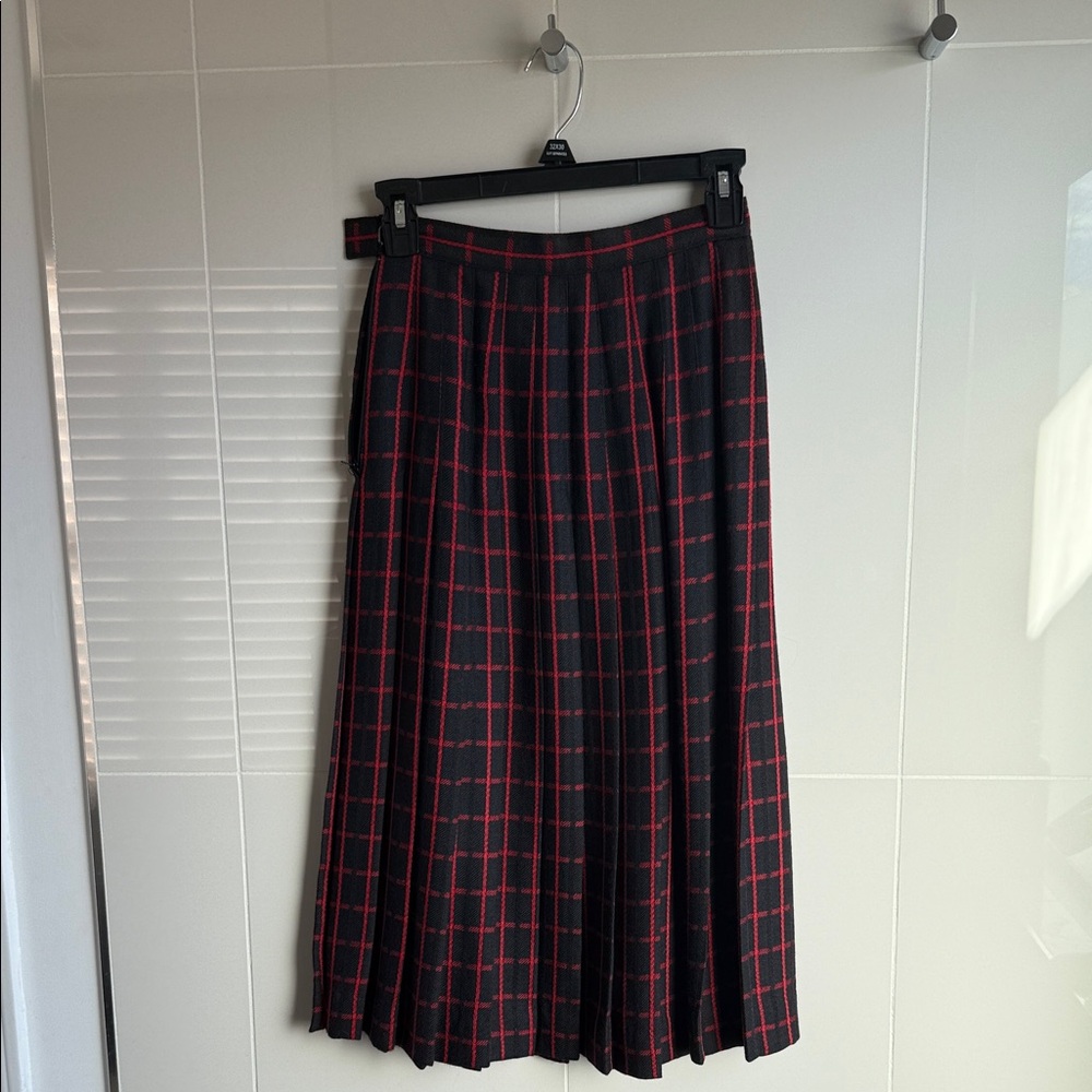 Dior Black and Red Plaid A-Line Skirt